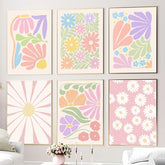 Affiches sur toile minimalistes et esthétiques avec fleurs pastel